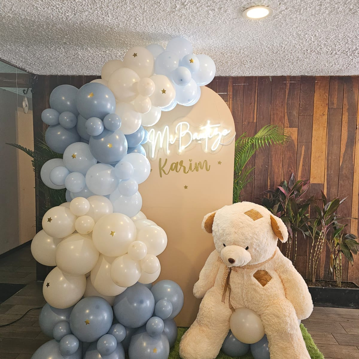 Mampara Con Globos Blanco Crema Azul Y Beige Con Estrellas Para mampara-con-globos-blanco-crema-azul-y-beige-con-estrellas-para