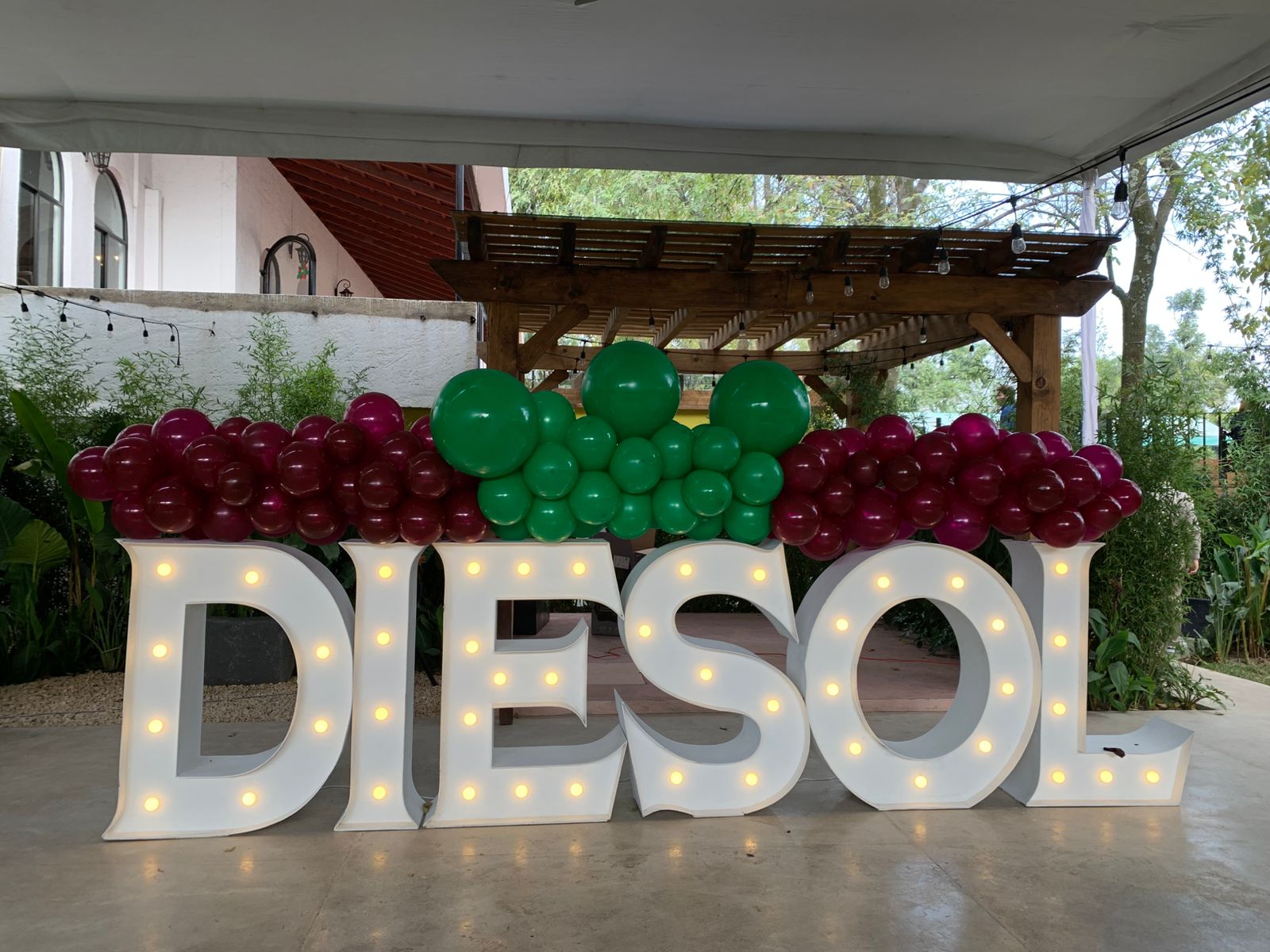 Letras LED morado, verde y vino para cumpleaños - Perfect Party